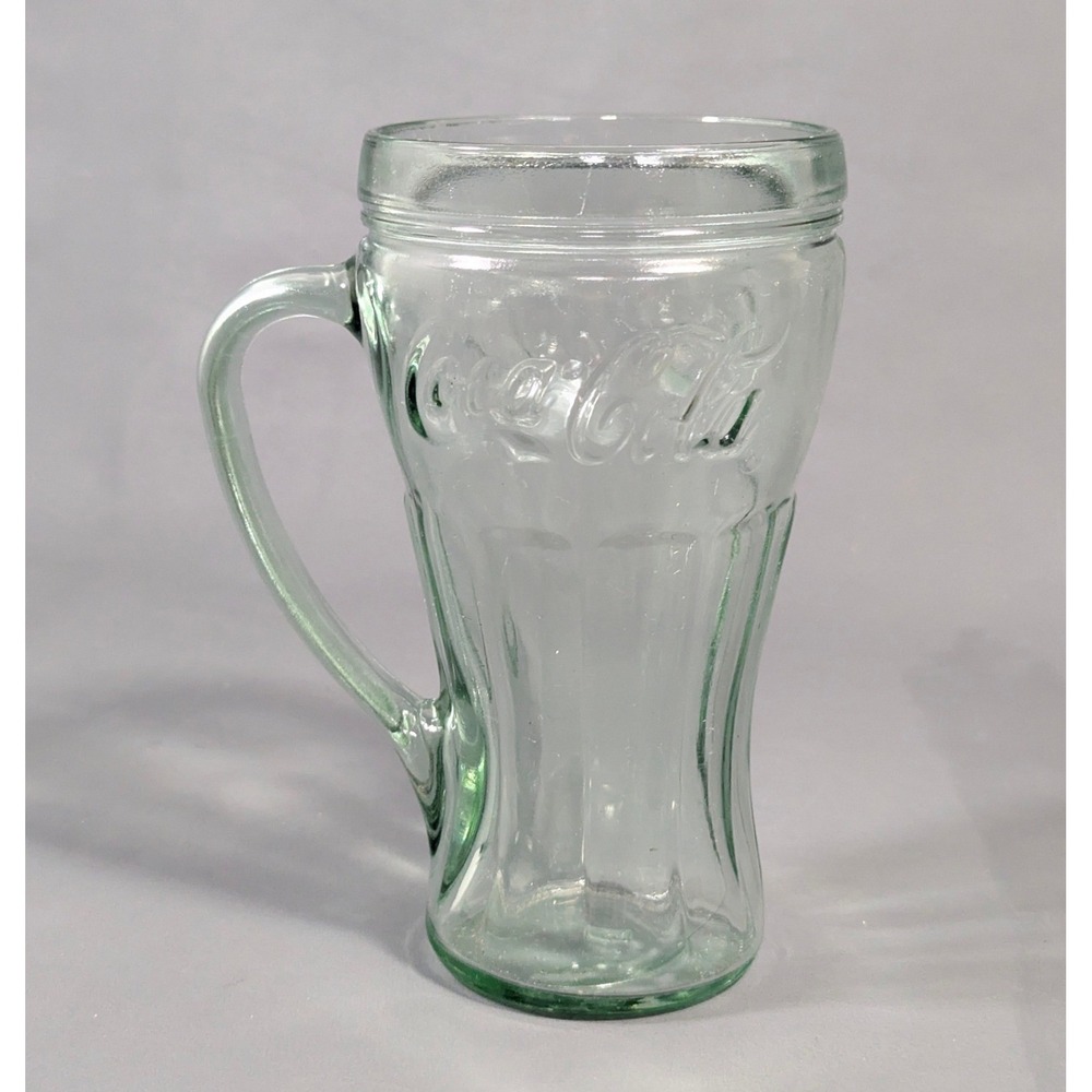 Coca-Cola Georgia Green Glass Mug Embossed Logo 6 Inch Vintage Soda Cup - Picture 2 of 5